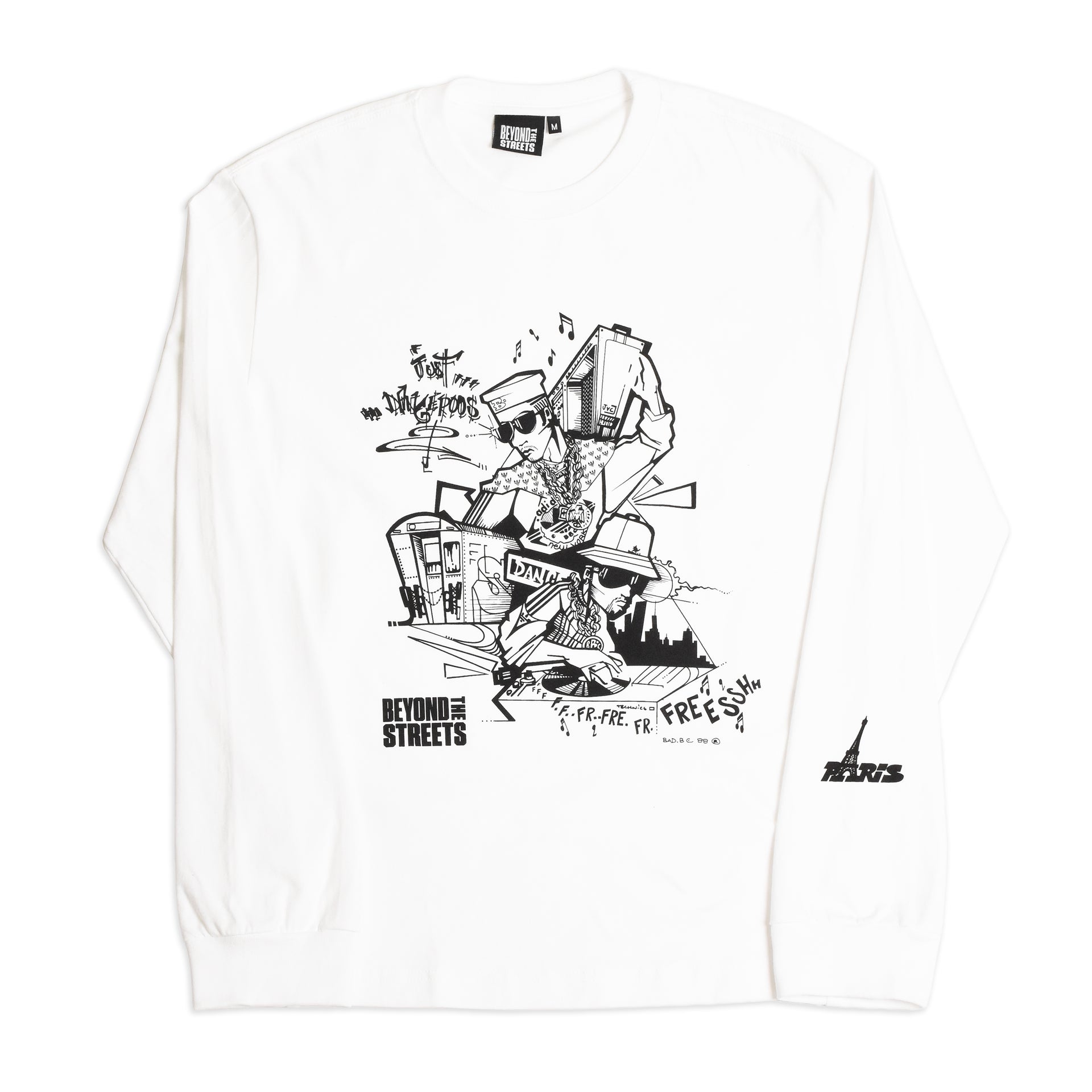 TICARET x BEYOND THE STREETS: Maglietta a Maniche Lunghe Just Dangerous (Bianco)