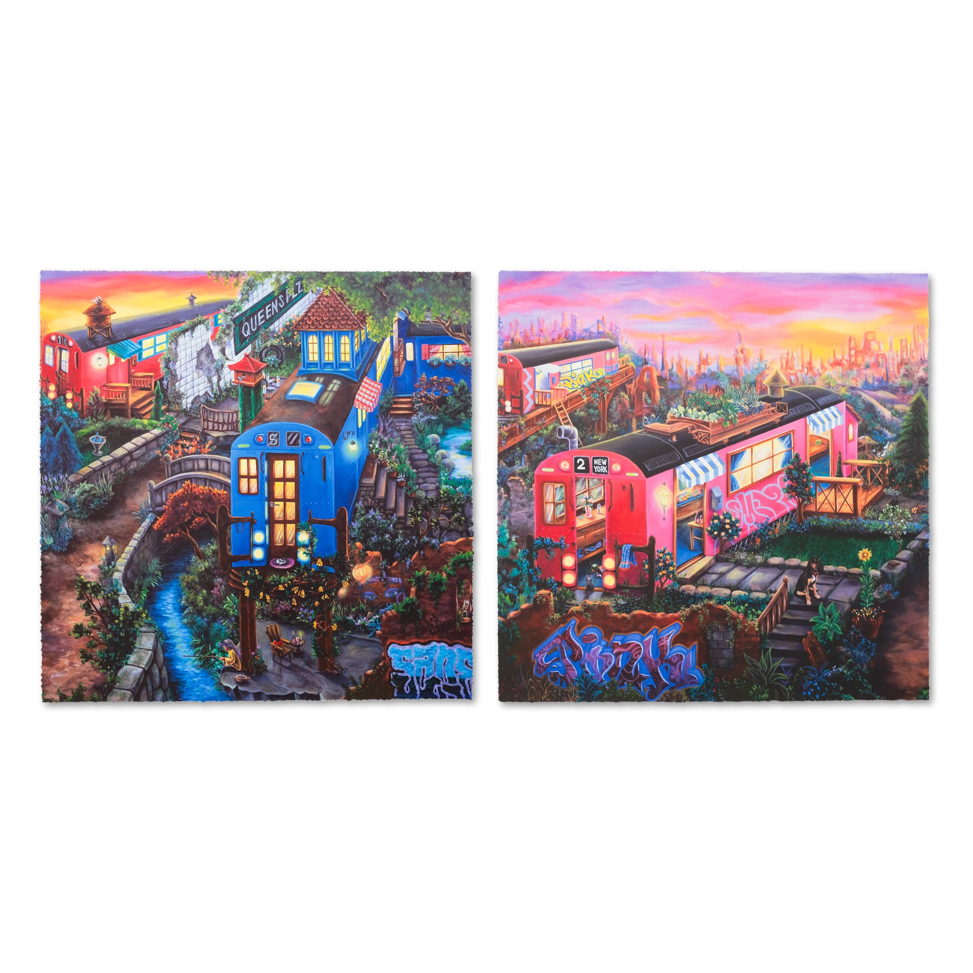 LADY PINK: Stampa Subway Village Diptych