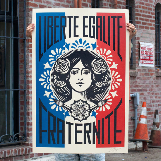 Shepard Fairey: LIBERTÉ EGALITÉ FRATERNITÉ Signed Offset Lithograph