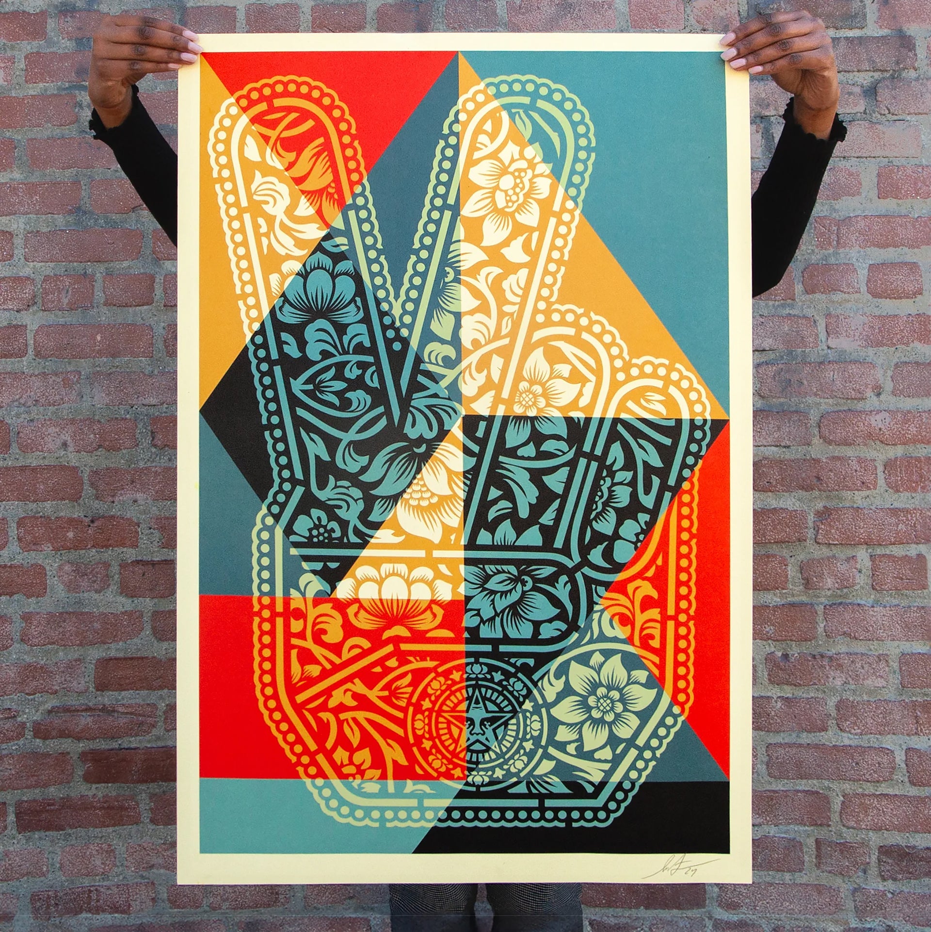 Shepard Fairey: Peace Fingers Signed Offset Lithograph