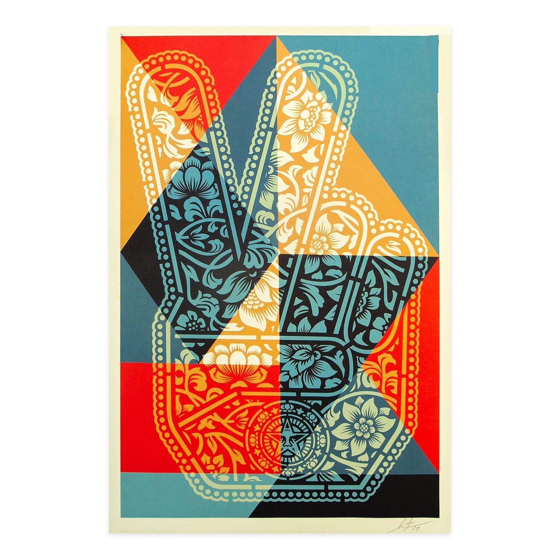 Shepard Fairey: Peace Fingers Signed Offset Lithograph